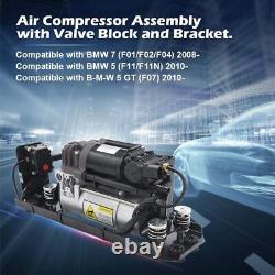 Air Suspension Compressor + Bracket + Valve Block For BMW 5 7 F02 F07 F11 F01 UK