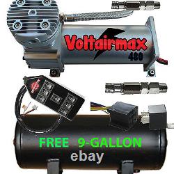 V 480C Air Compressor Ride 200psi rated FREE 9 Gl Black Tank/7-Switch Cont