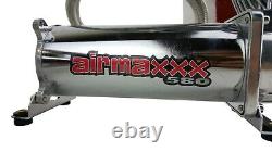 Airmaxxx Chrome Double Compressor Wire Kit 5 Gallon Steel 9 Port Tank Air Ride