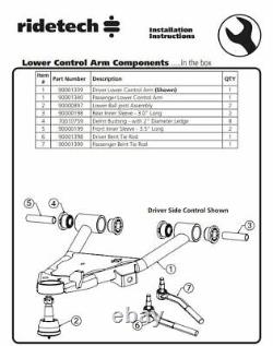 Kit De Suspension Ridetech Strongarm Avant Air Ride S'adapte 88-98 Chevy C15 Airbags